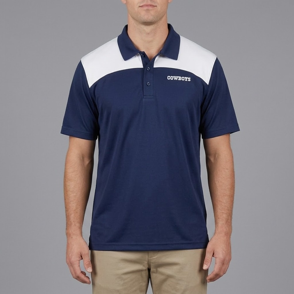 Dallas Cowboys Authentic Polo Shirt Mens L Blue Polyester EUC